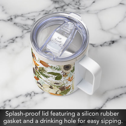 Farmhouse Fall Decorative Stainless Steel Insulated Travel Mug with Lid 12 oz.