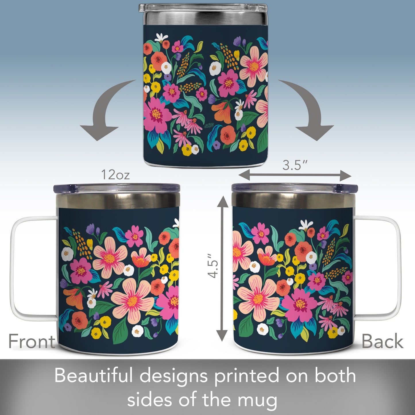 Meadow Dreams Stainless Steel Travel Mug with Lid 12 oz.