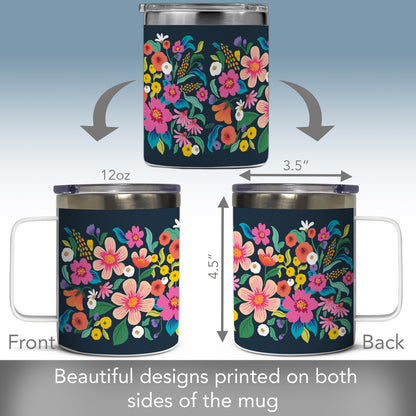 Meadow Dreams Stainless Steel Travel Mug with Lid 12 oz.