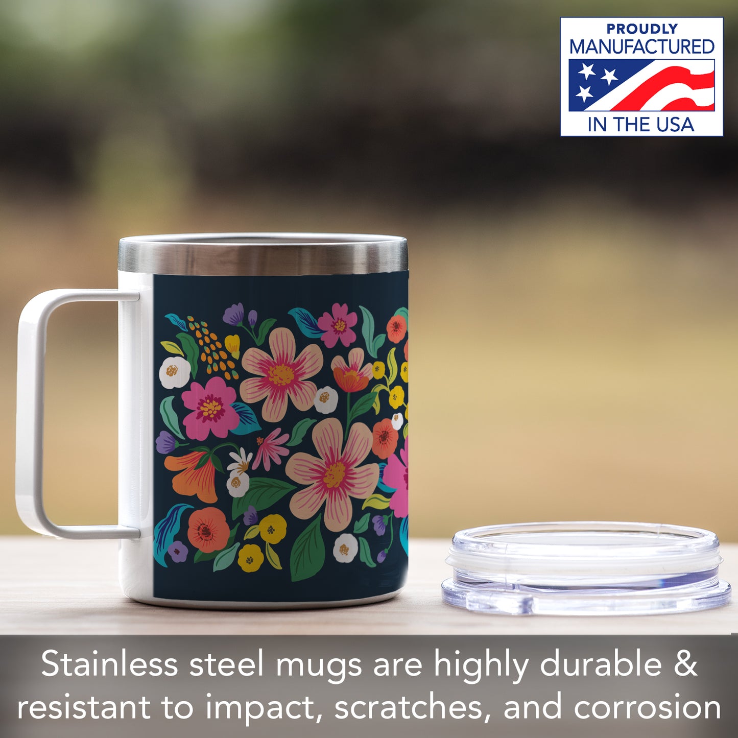 Meadow Dreams Stainless Steel Travel Mug with Lid 12 oz.