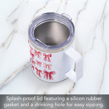 Vintage Bows Stainless Steel Travel Mug with Lid 12 oz. Manufactured in the USA