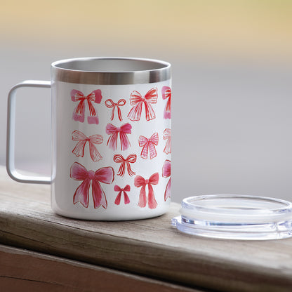 Vintage Bows Stainless Steel Travel Mug with Lid 12 oz. Manufactured in the USA