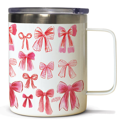 Vintage Bows Stainless Steel Travel Mug with Lid 12 oz. Manufactured in the USA