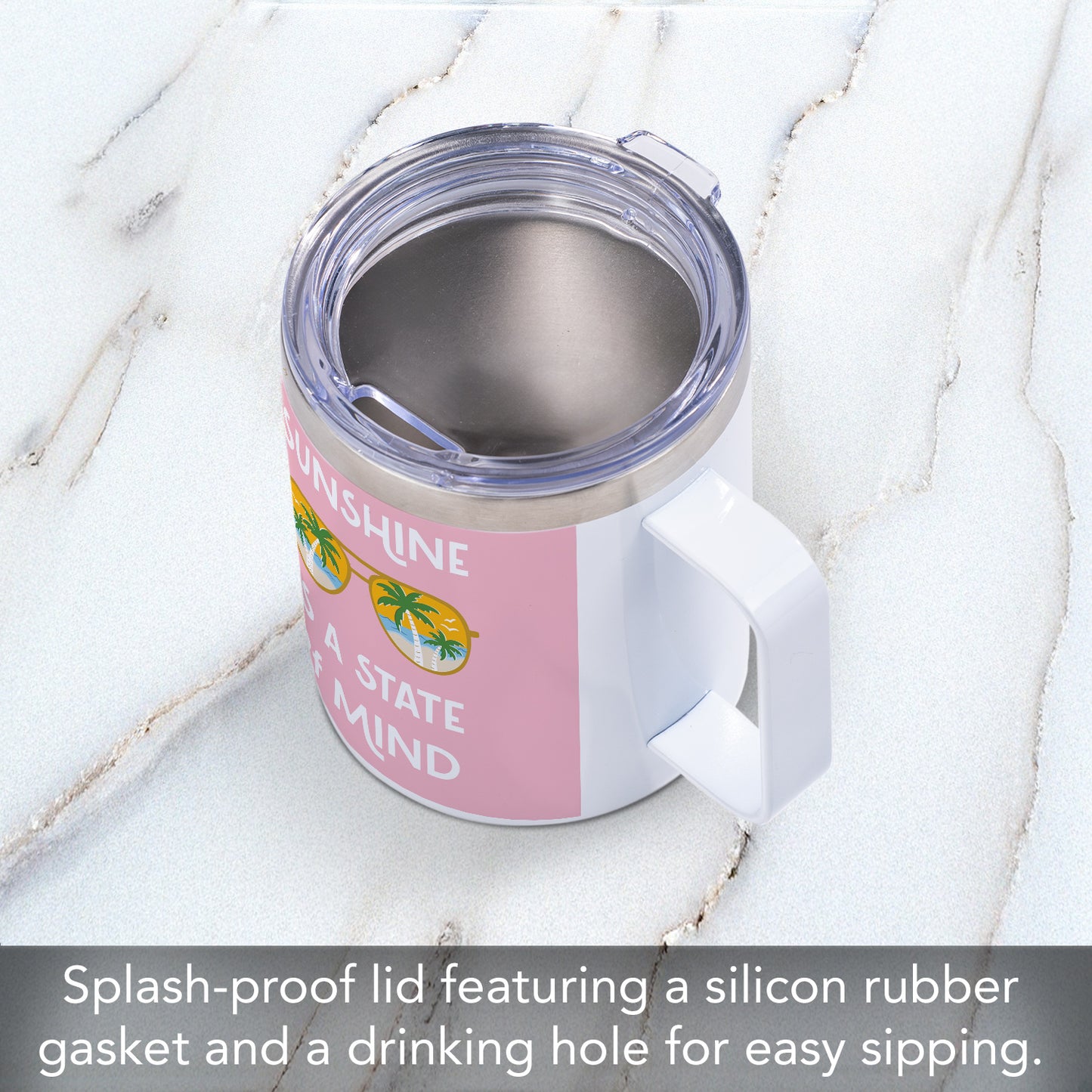 Sunshine State of Mind Stainless Steel Travel Mug with Lid 12 oz. Manufactured in the USA