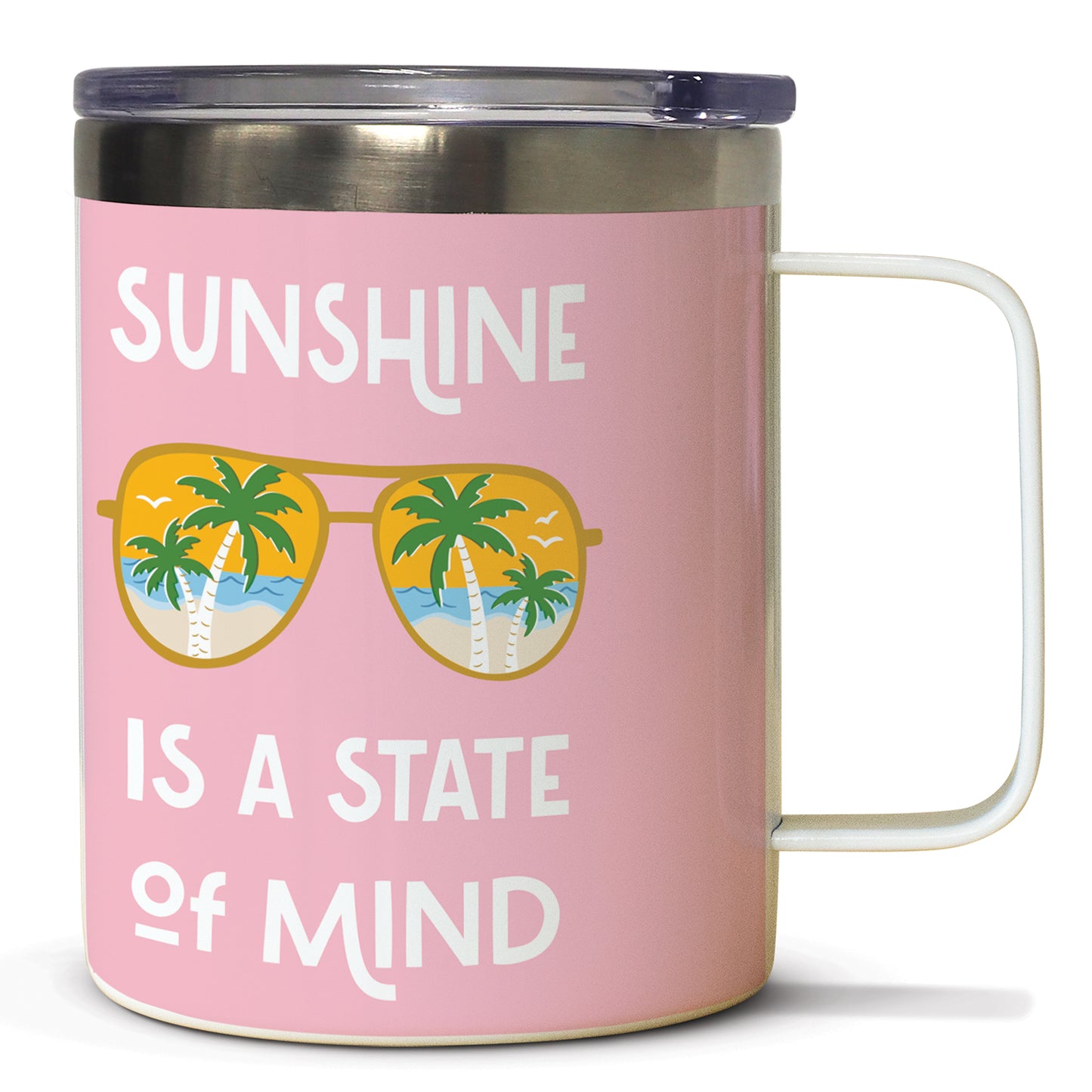 Sunshine State of Mind Stainless Steel Travel Mug with Lid 12 oz. Manufactured in the USA
