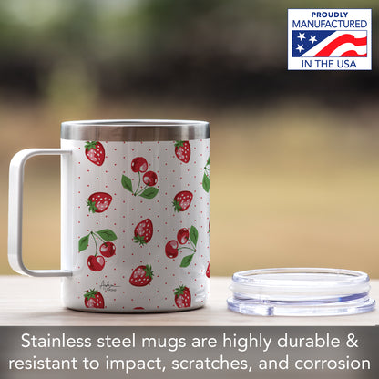 Sweet Garden Stainless Steel Travel Mug with Lid 12 oz. Manufactured in the USA