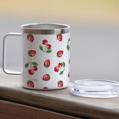 Sweet Garden Stainless Steel Travel Mug with Lid 12 oz. Manufactured in the USA