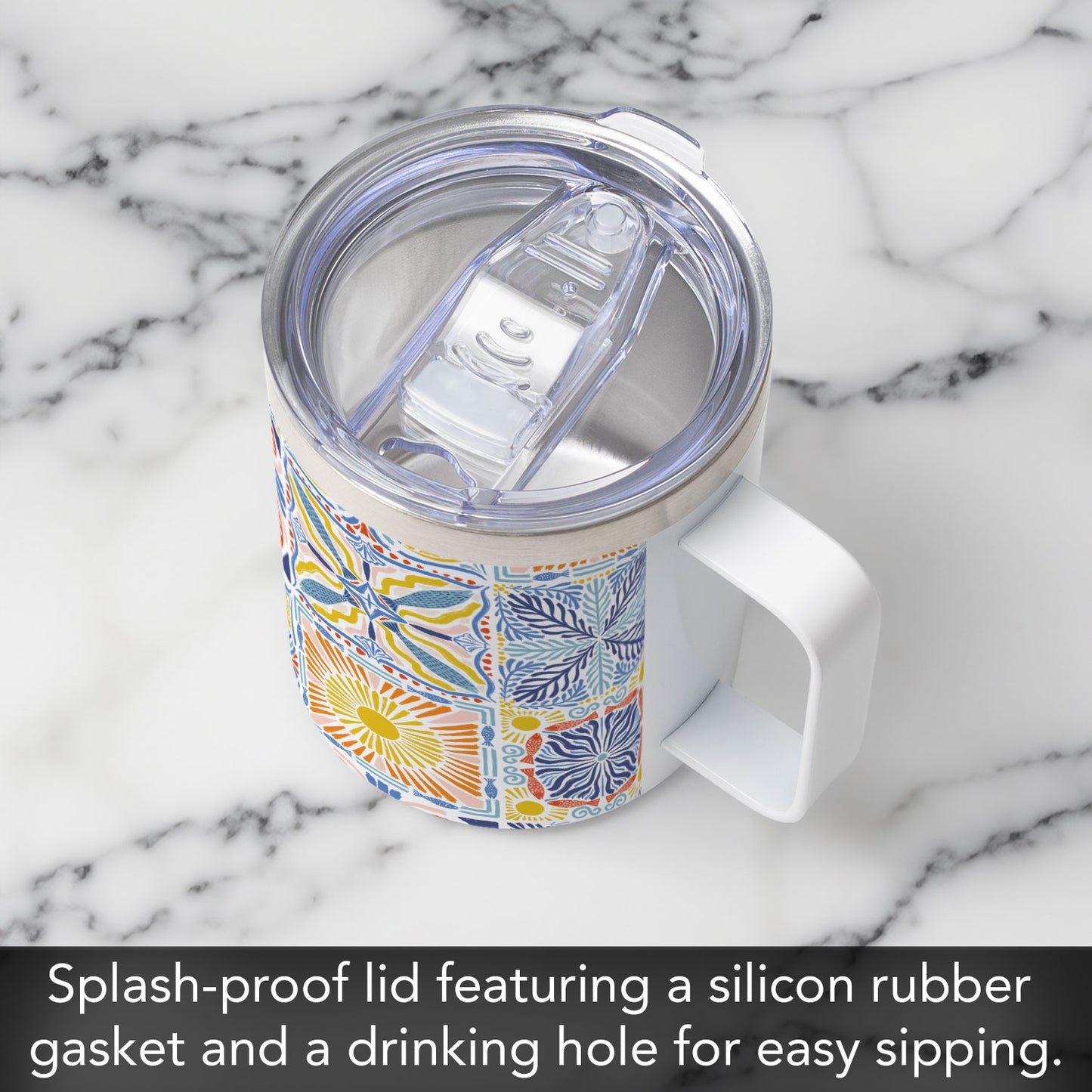 Suncoast Tiles Stainless Steel Travel Mug with Lid 12 oz.