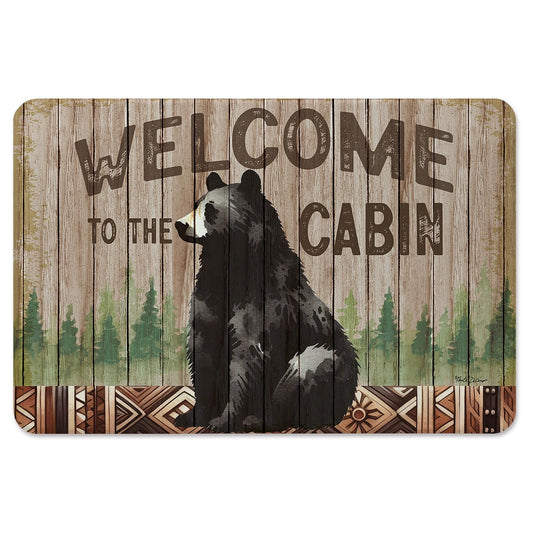 Highland Home Cabin Welcome 30” x 20” Decorative Vinyl Comfort Floor Mat Manufactured in The USA, Waterproof, Easy to Clean