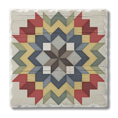 Thirstystone Carpenters Star Single Tumbled Tile Stone Coaster with Protective Cork Backing Manufactured in The USA 4" Square, Colorful, Artistic, Easily Wipes Clean