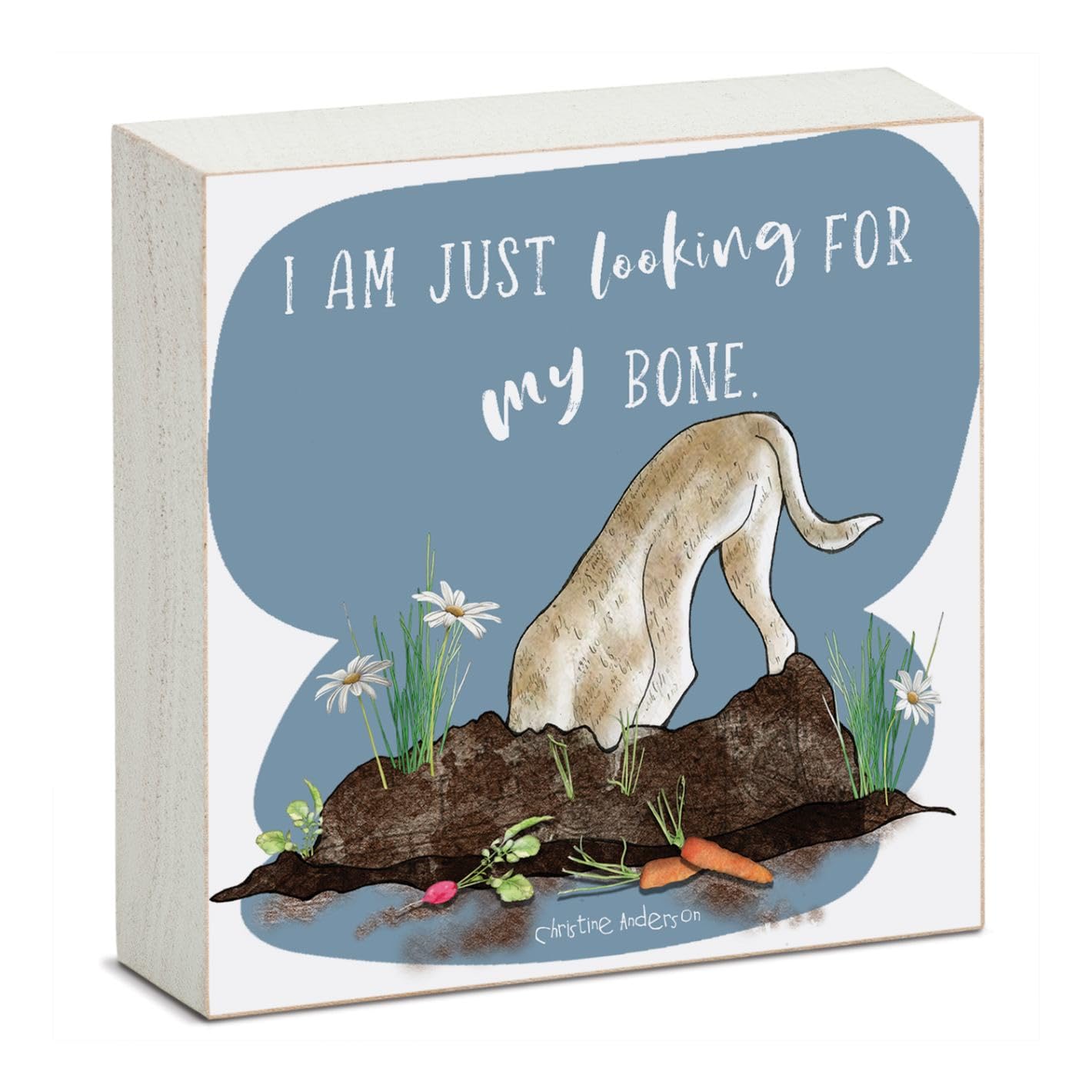 CounterArt My Bone Freestanding Solid Wood Block Sign Made in the USA 3.75” Square Decorative Accent for Home or Office