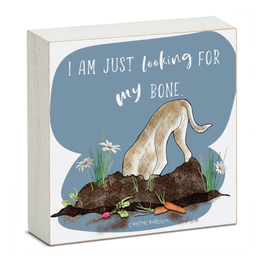 CounterArt My Bone Freestanding Solid Wood Block Sign Made in the USA 3.75” Square Decorative Accent for Home or Office