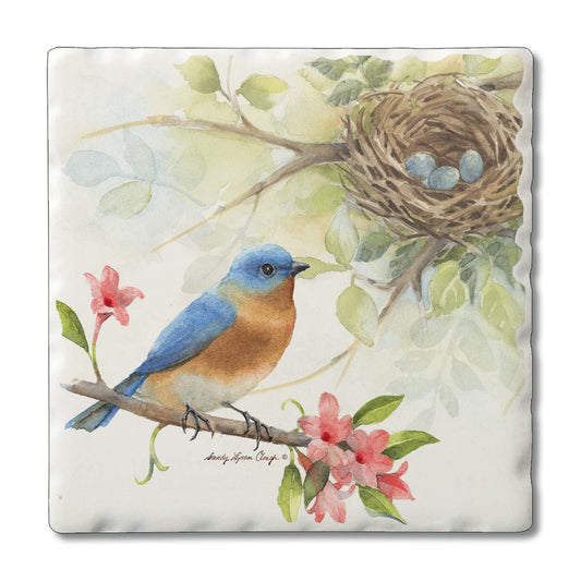 Thirstystone Bluebird 4 Pack Tumbled Tile Stone Coasters 4" Square Manufactured in the USA