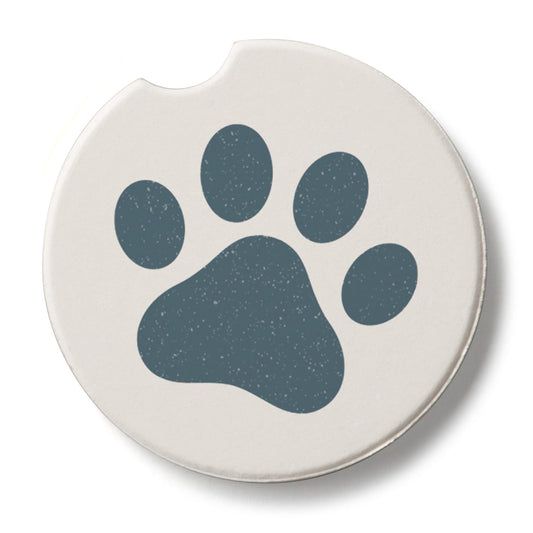Thirstystone Printed Paw Single Absorbent Stone Car Coaster for Vehicle Cup Holder 2.6” Diameter Manufactured in The USA