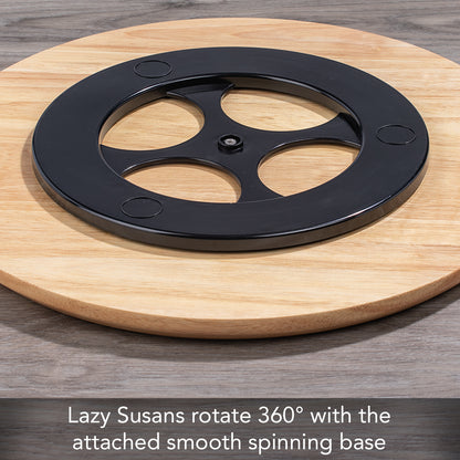 CounterArt Blue Tile Floral Wood Lazy Susan Turntable 14" Diameter for Serving Kitchen Organization Condiment Caddy