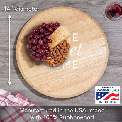 CounterArt Home Sweet Home Wood Lazy Susan Turntable 14" Diameter for Serving Kitchen Organization Condiment Caddy