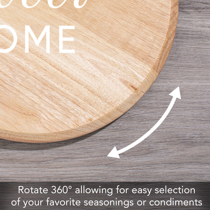 CounterArt Home Sweet Home Wood Lazy Susan Turntable 14" Diameter for Serving Kitchen Organization Condiment Caddy