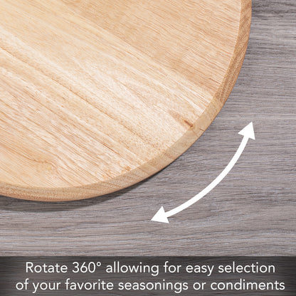 Natural Light Wood Lazy Susan Turntable 14" Diameter for Serving Kitchen Organization Condiment Caddy