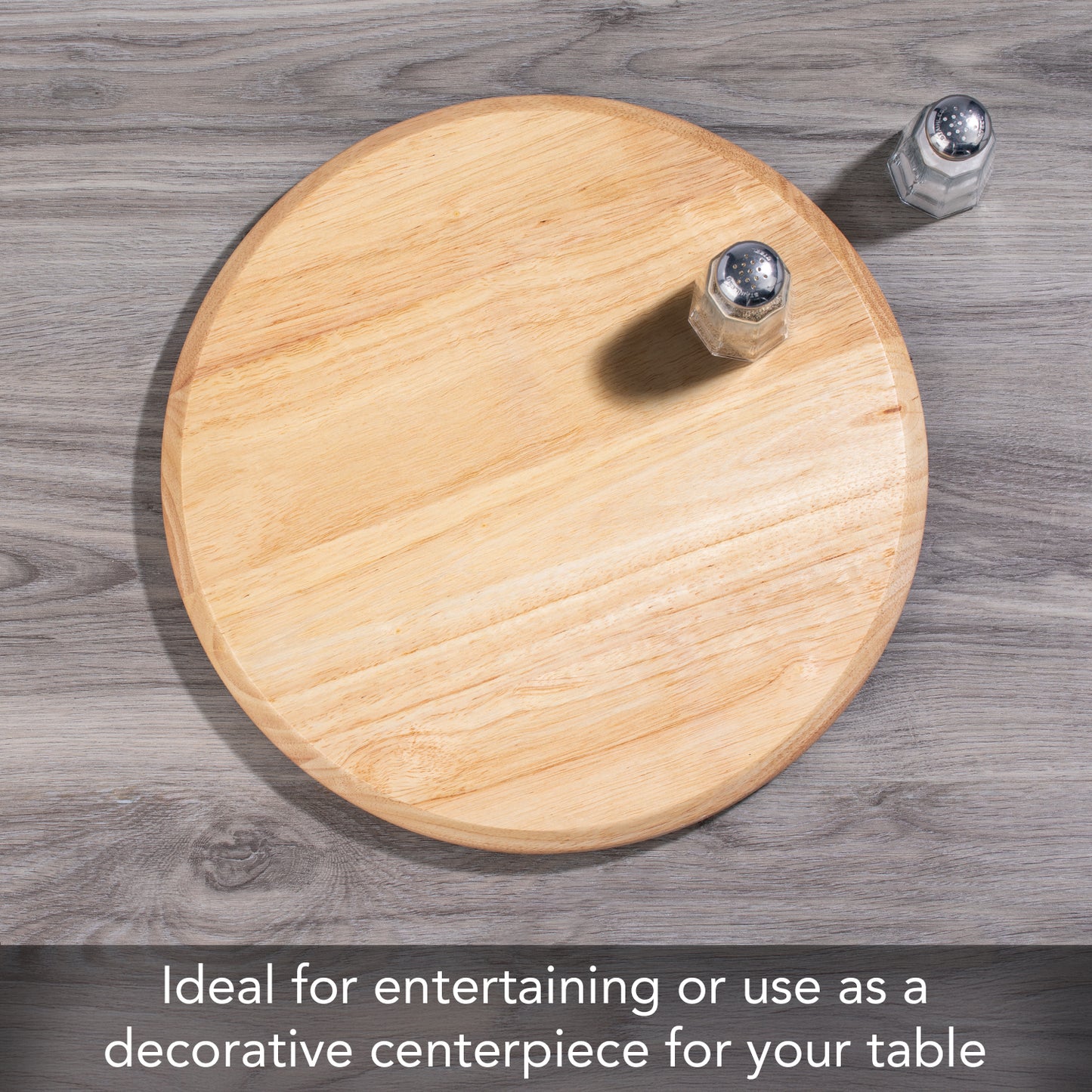 Natural Light Wood Lazy Susan Turntable 14" Diameter for Serving Kitchen Organization Condiment Caddy