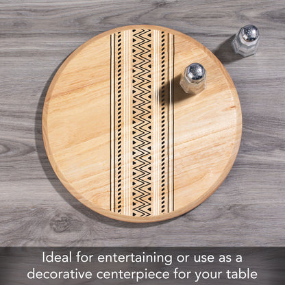 Tribal Natural Wood Lazy Susan Turntable 14" Diameter for Serving Kitchen Organization Condiment Caddy