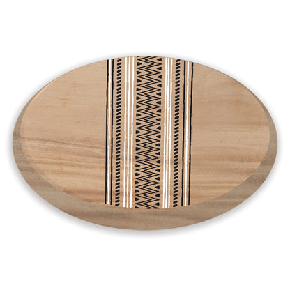 Tribal Natural Wood Lazy Susan Turntable 14" Diameter for Serving Kitchen Organization Condiment Caddy