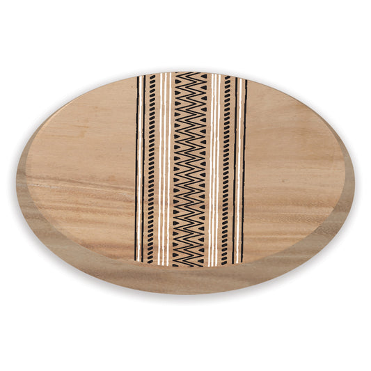 Tribal Natural Wood Lazy Susan Turntable 14" Diameter for Serving Kitchen Organization Condiment Caddy