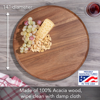 Natural Wood Lazy Susan Turntable 14" Diameter for Serving Kitchen Organization Condiment Caddy