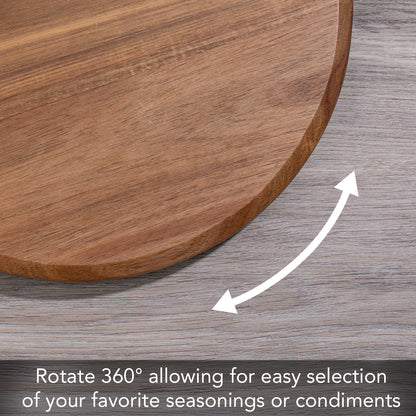 Natural Wood Lazy Susan Turntable 14" Diameter for Serving Kitchen Organization Condiment Caddy