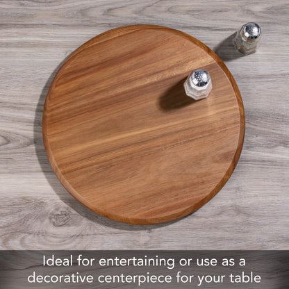 Natural Wood Lazy Susan Turntable 14" Diameter for Serving Kitchen Organization Condiment Caddy