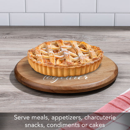 Gather Together Natural Acacia Wood Lazy Susan Turntable 14" Diameter for Serving Kitchen Organization Condiment Caddy