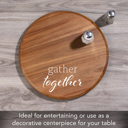 Gather Together Natural Acacia Wood Lazy Susan Turntable 14" Diameter for Serving Kitchen Organization Condiment Caddy