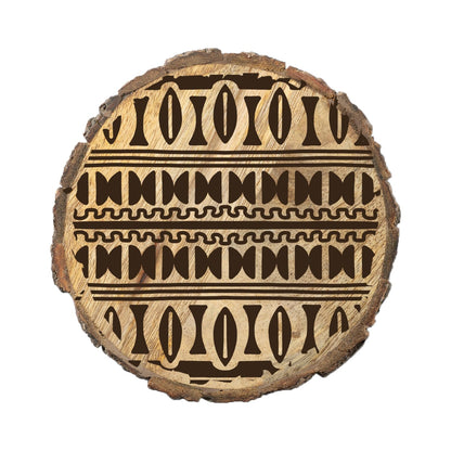 Thirstystone Tribal Pattern 4-Pack Mango Wood Coasters with Bark Edges 4.5" Round Manufactured in The USA
