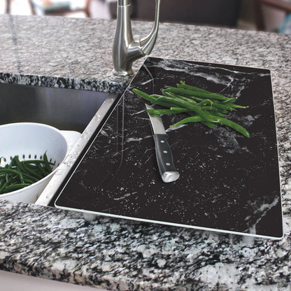 CounterArt Black Marble 5mm Heat Tolerant Tempered Glass Cutting Board 20.5” x 11.75” Manufactured in the USA Dishwasher Safe