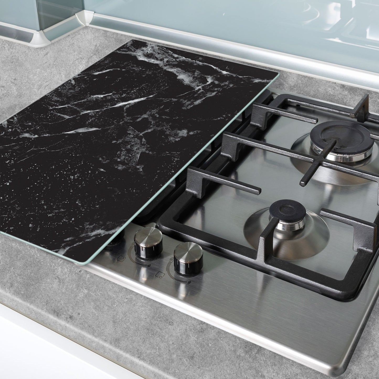 CounterArt Black Marble 5mm Heat Tolerant Tempered Glass Cutting Board 20.5” x 11.75” Manufactured in the USA Dishwasher Safe