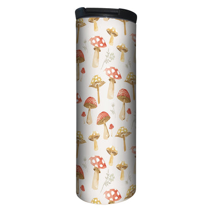 Highland Home Mushroom Mode Decorative Stainless Steel Double Wall Insulated Travel Tumbler with Lid 17 oz. Manufactured in the USA Dishwasher Safe