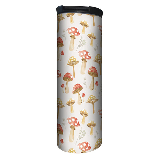 Highland Home Mushroom Mode Decorative Stainless Steel Double Wall Insulated Travel Tumbler with Lid 17 oz. Manufactured in the USA Dishwasher Safe