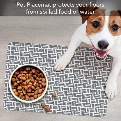 CounterArt Faux Basket Weave Easy Care Waterproof Pet Feeding Mat 17.13” x 11.25” Made in The USA of BPA Free Plastic, Safe for Pets, Protects Floors from Scratches Stains & Spills