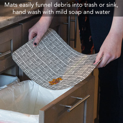 CounterArt Faux Basket Weave Easy Care Waterproof Pet Feeding Mat 17.13” x 11.25” Made in The USA of BPA Free Plastic, Safe for Pets, Protects Floors from Scratches Stains & Spills