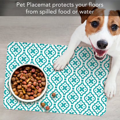 CounterArt Fleur Easy Easy Care Waterproof Pet Feeding Mat 17.13” x 11.25” Made in The USA of BPA Free Plastic, Safe for Pets, Protects Floors from Scratches Stains & Spills