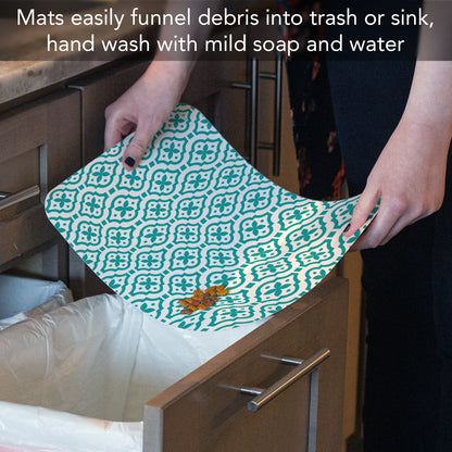 CounterArt Fleur Easy Easy Care Waterproof Pet Feeding Mat 17.13” x 11.25” Made in The USA of BPA Free Plastic, Safe for Pets, Protects Floors from Scratches Stains & Spills
