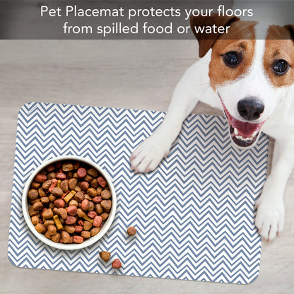 CounterArt Chevron Easy Care Waterproof Pet Feeding Mat 17.13” x 11.25” Made in The USA of BPA Free Plastic, Safe for Pets, Protects Floors from Scratches Stains & Spills