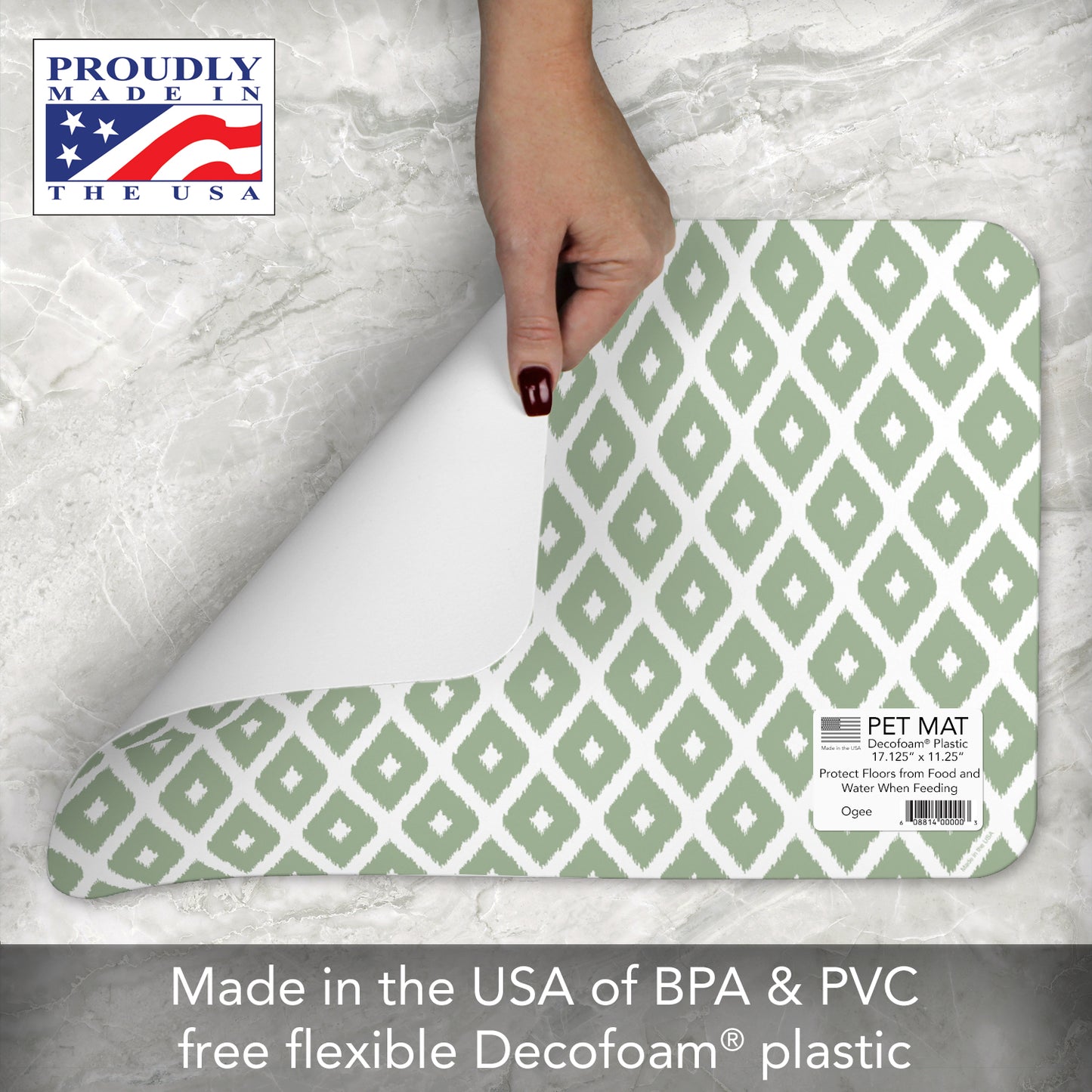 Ogee Easy Care Waterproof Pet Feeding Mat 17.13” x 11.25” Made in the USA