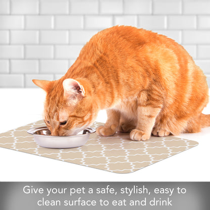 Quatrefoil Easy Care Waterproof Pet Feeding Mat 17.13” x 11.25” Made in The USA