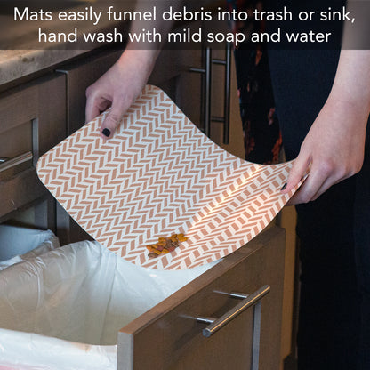 CounterArt Herringbone Easy Care Waterproof Pet Feeding Mat 17.13” x 11.25” Made in The USA of BPA Free Plastic, Safe for Pets, Protects Floors from Scratches Stains & Spills