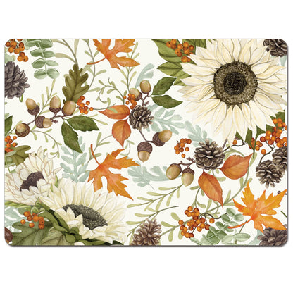 Cala Home Farmhouse Fall Premium Decorative Hardboard Cork Back Placemats 4 Pack Manufactured in The USA Easily Wipes Clean