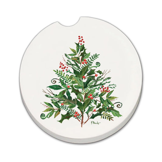 Thirstystone Peppermint Tree Single Absorbent Stone Coaster for Vehicle Cup Holder 2.6” Diameter Manufactured in The USA
