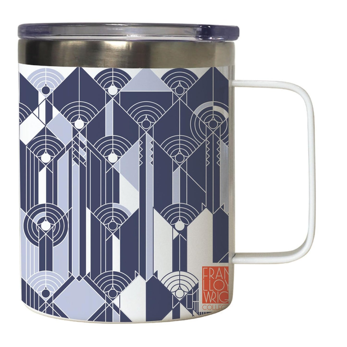 Highland Home April Showers Design by Frank Lloyd Wright on Stainless Steel Mug with Lid 12 oz. Manufactured in the USA
