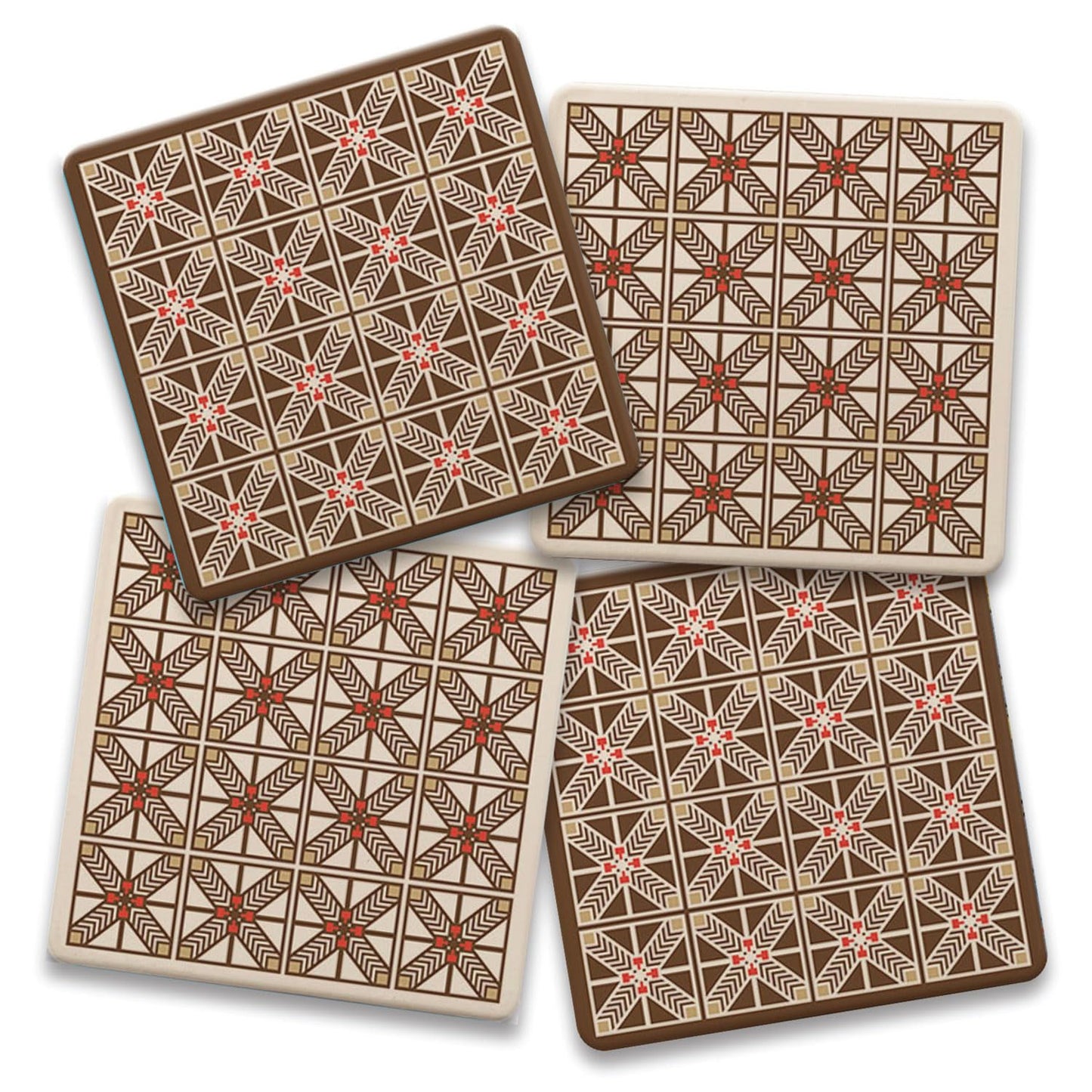 Robie Assorted Designs by Frank Lloyd Wright 4-Pack Stone Coasters with Protective Cork Backing Manufactured in The USA Absorbent Easily Wipes Clean