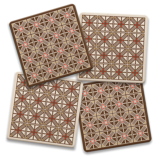 Robie Assorted Designs by Frank Lloyd Wright 4-Pack Stone Coasters with Protective Cork Backing Manufactured in The USA Absorbent Easily Wipes Clean