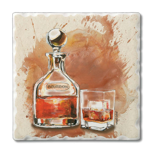 Thirstystone Bourbon Splash 4 Pack Tumbled Tile Stone Coasters 4" Square Manufactured in the USA